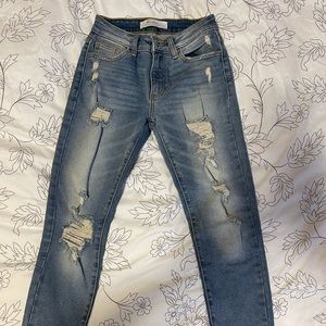 KanCan Light Denim Distressed Ankle Skinny Jeans
